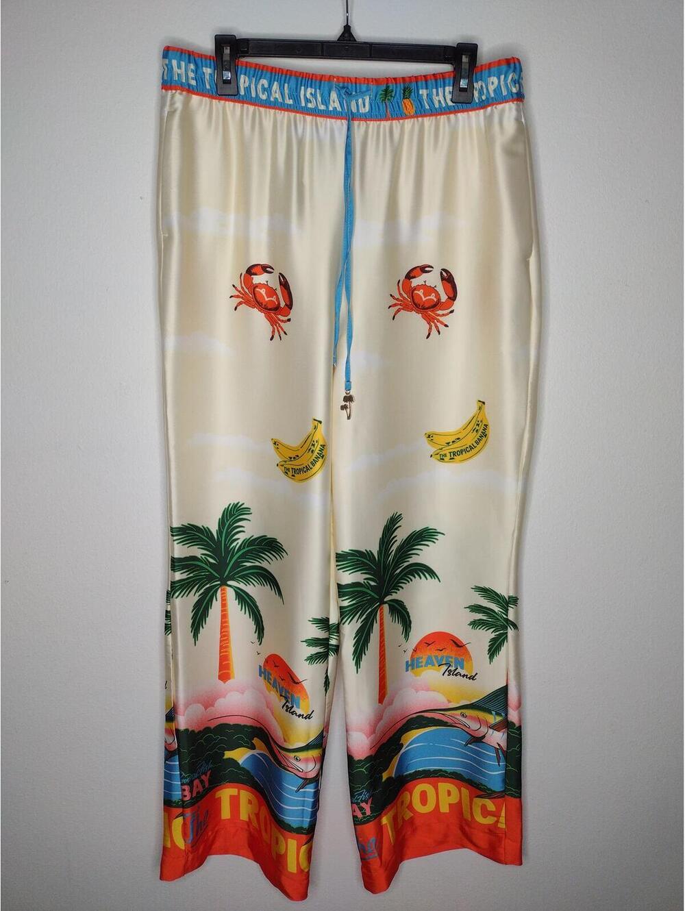 NWT Joie Women's Cream/The Tropical Banana Pants Size Large